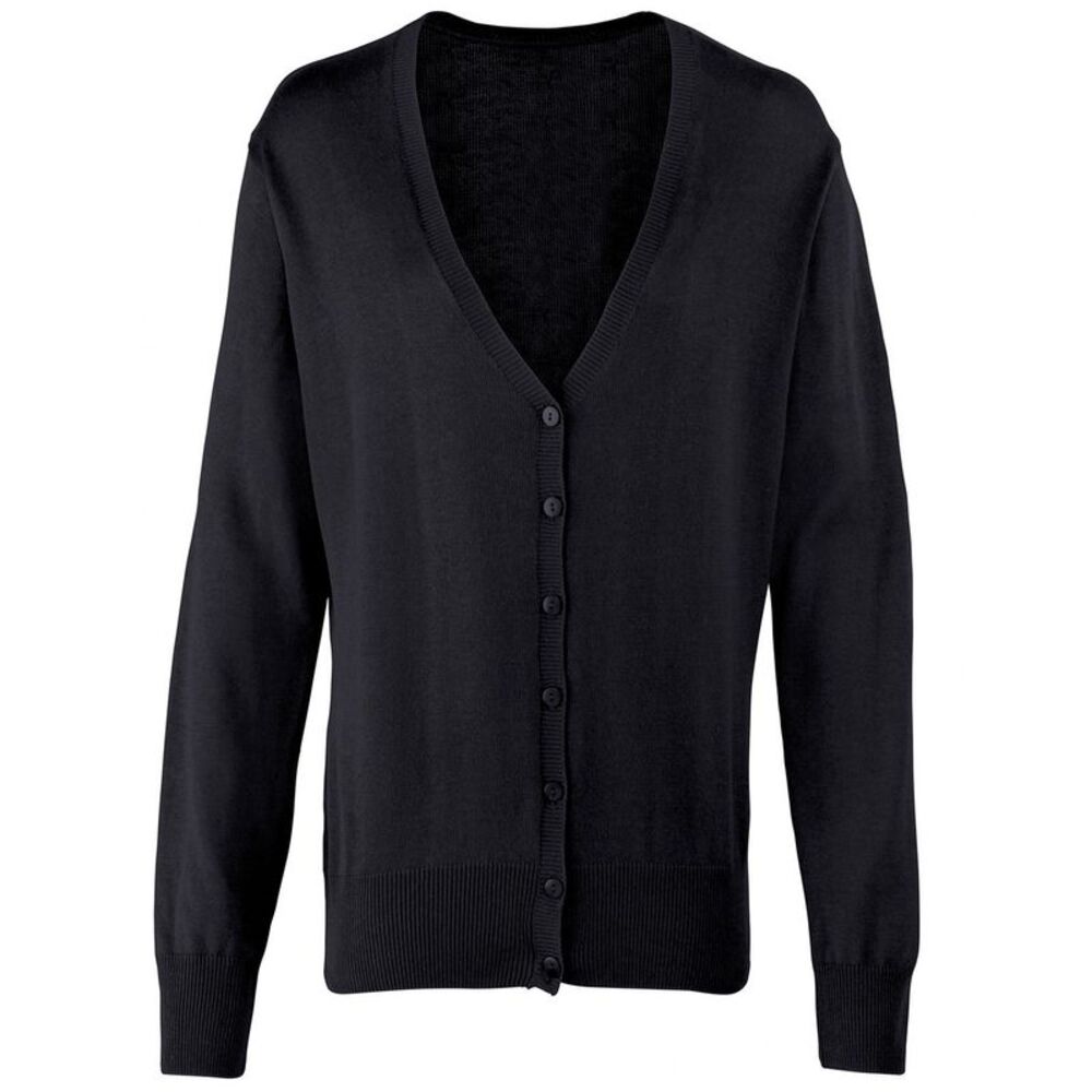 Premier Womens/Ladies Cotton Acrylic V Neck Cardigan / Black